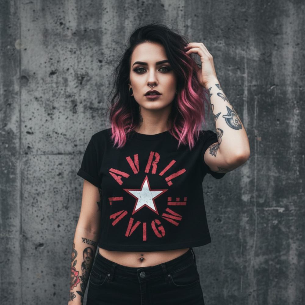 Avril Lavigne - Stencil Logo Crop top - Black